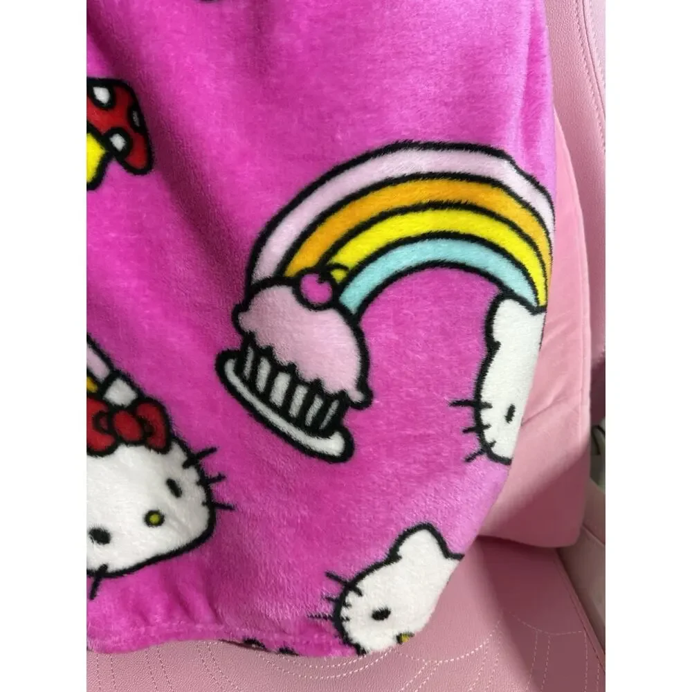 Hello Kitty Throw Blanket Silk Touch Pink Meow Rainbow Cupcake 2025 Sanrio
